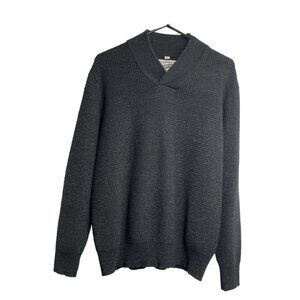 Vtg SCHOTT BROS Men Wool Blend Pullover Sweater V Neck Sz L Black Preppy 68-28